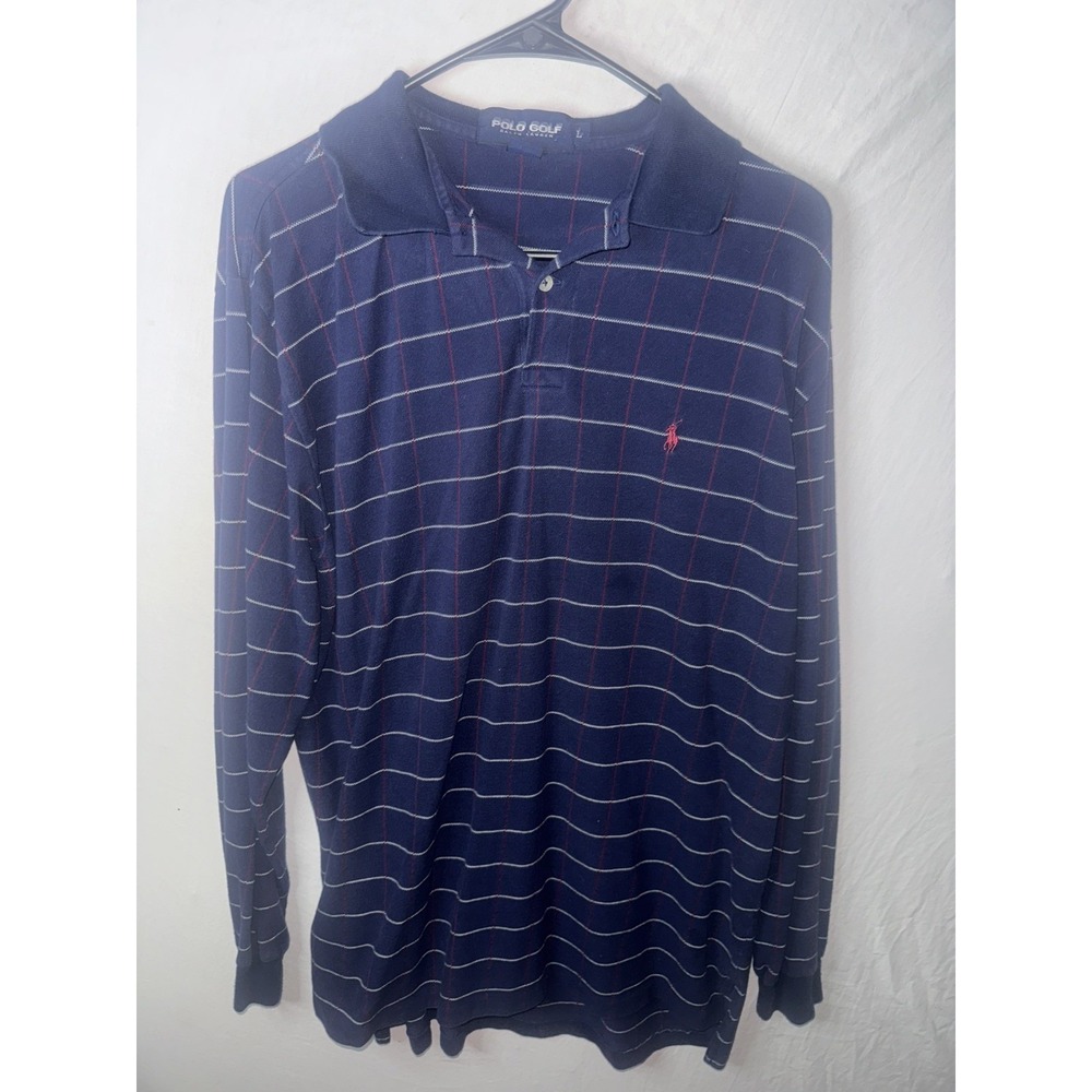 Ralph Lauren Men's Polo Golf Long Sleeve Blue Striped Size Large